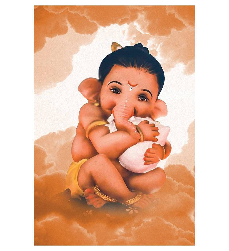 Baby Ganesh Brown Clouds Wallpaper