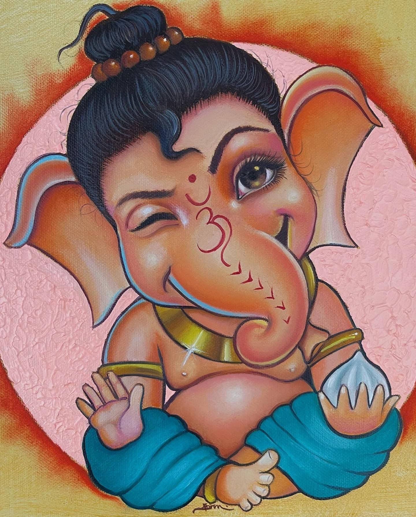 Baby Ganesh Winks Wallpaper