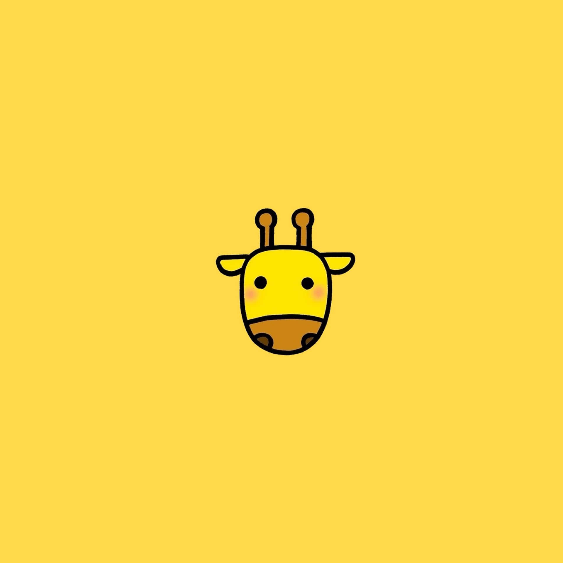 A Giraffe Head On A Yellow Background