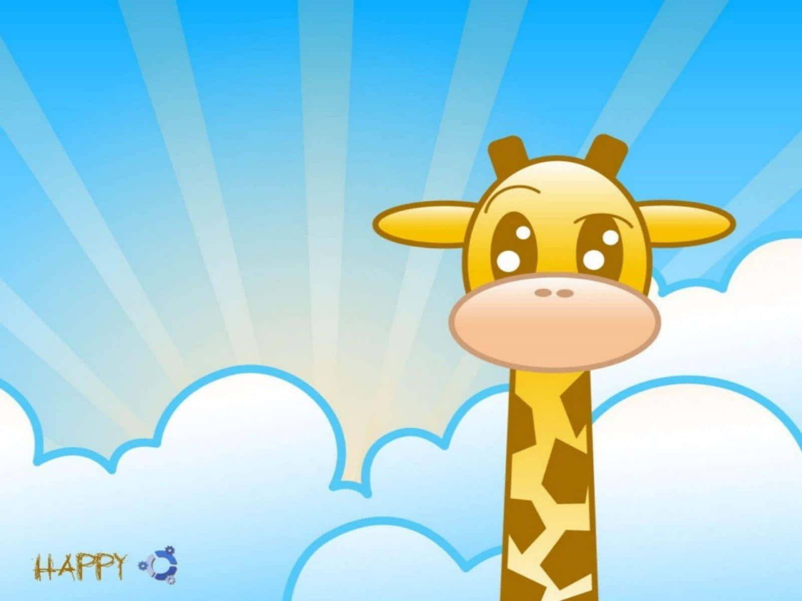 A Cartoon Giraffe Standing In The Sky