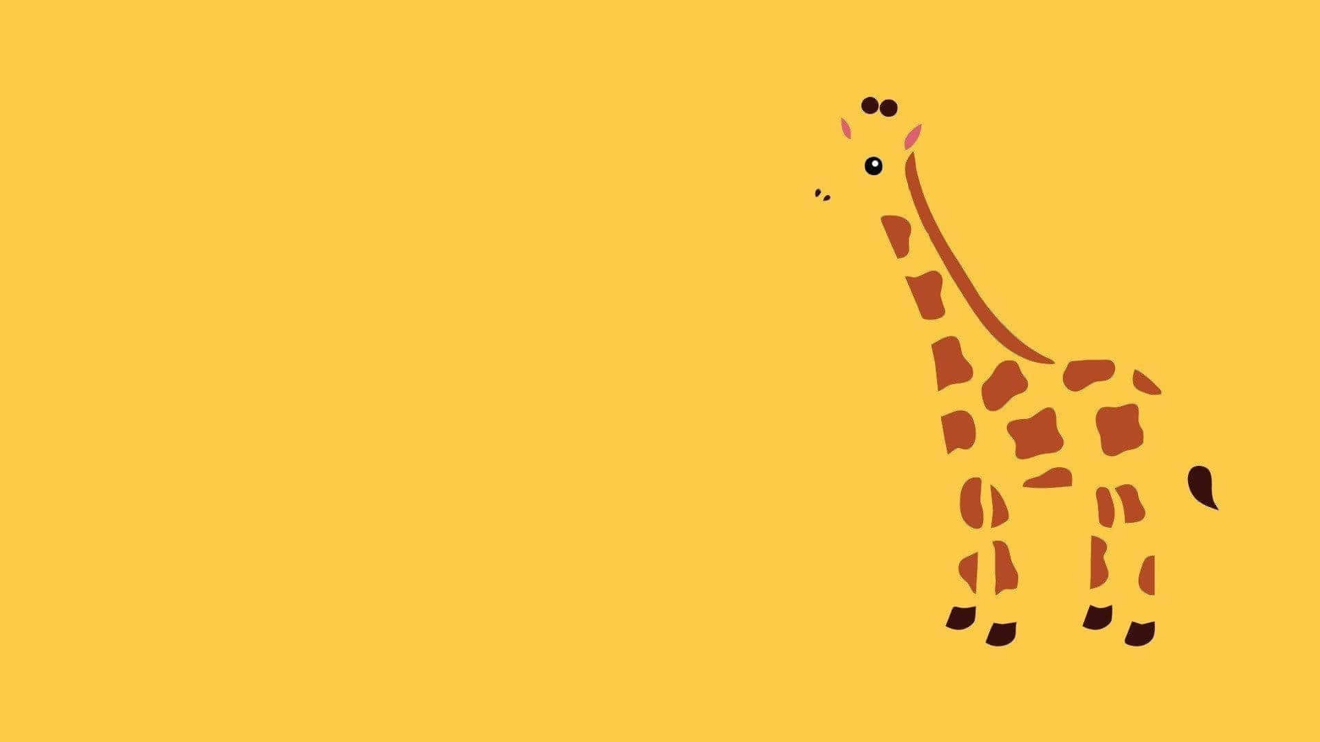 A Giraffe Standing On A Yellow Background