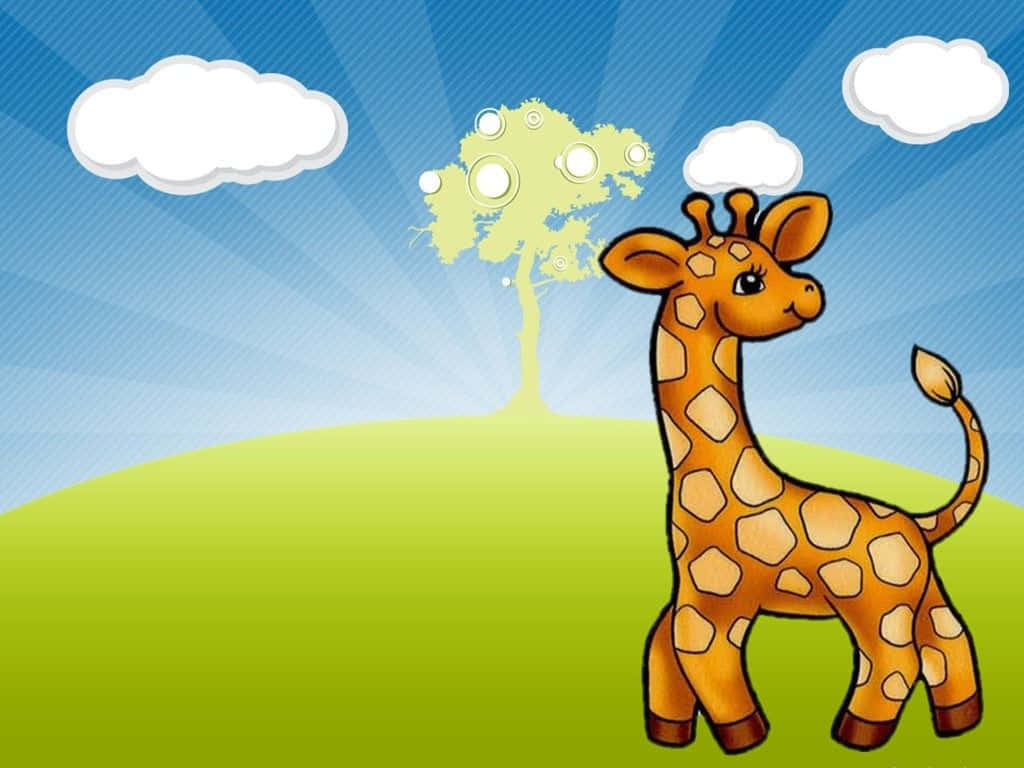 A Baby Giraffe Standing Adorably Among Long Grass