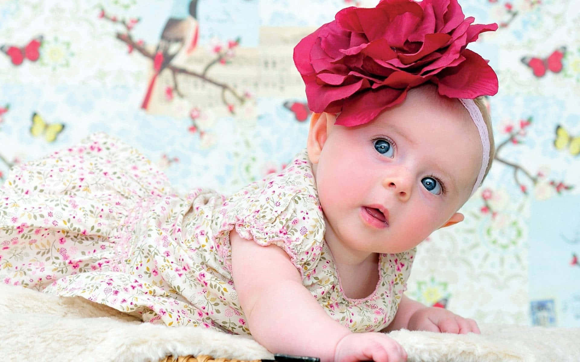 Sweet Baby Girl, dress, baby, cute, girl, profile, headband, flowers, pink,  shoes, HD wallpaper