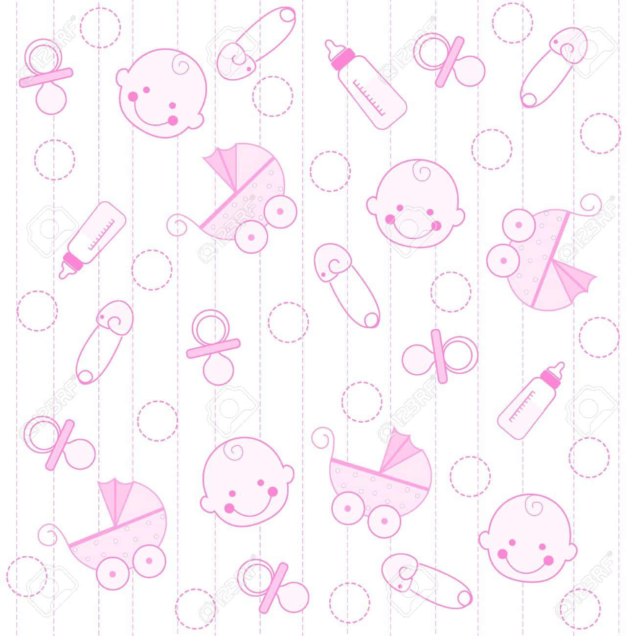 Pink Baby Shower Background With Baby Items Wallpaper