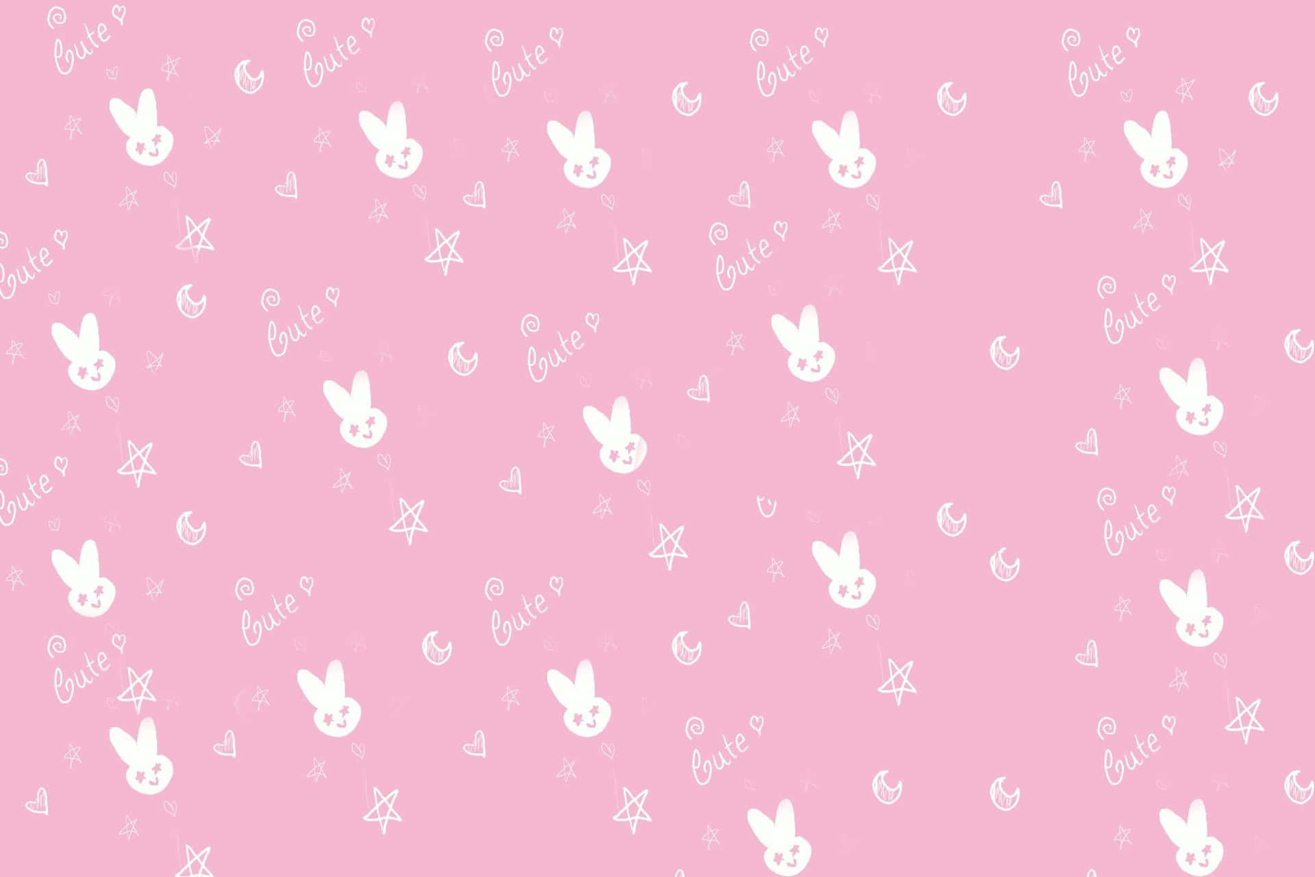 A Pink Background With White Bunnies On It Wallpaper