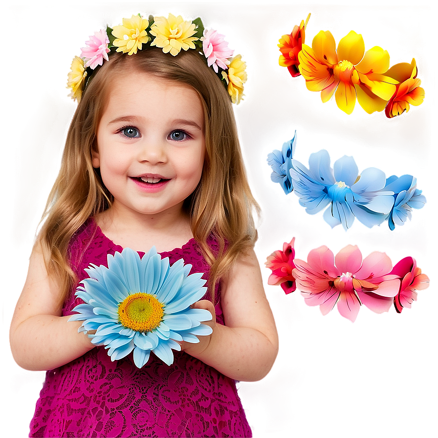 Baby Girl With Flower Crown Png 06122024 PNG