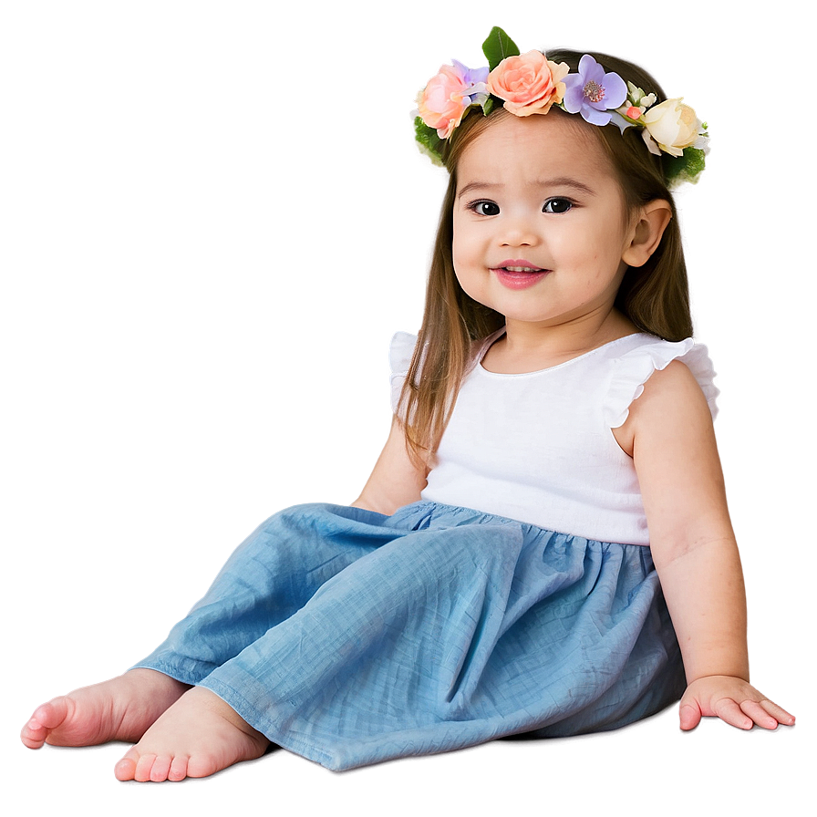 Baby Girl With Flower Crown Png 06122024 PNG