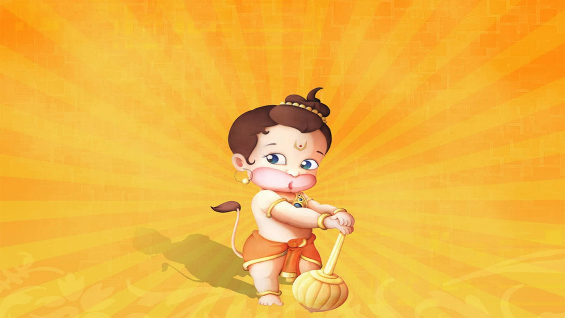 Babygott Hanuman Mit Seiner Keule Wallpaper