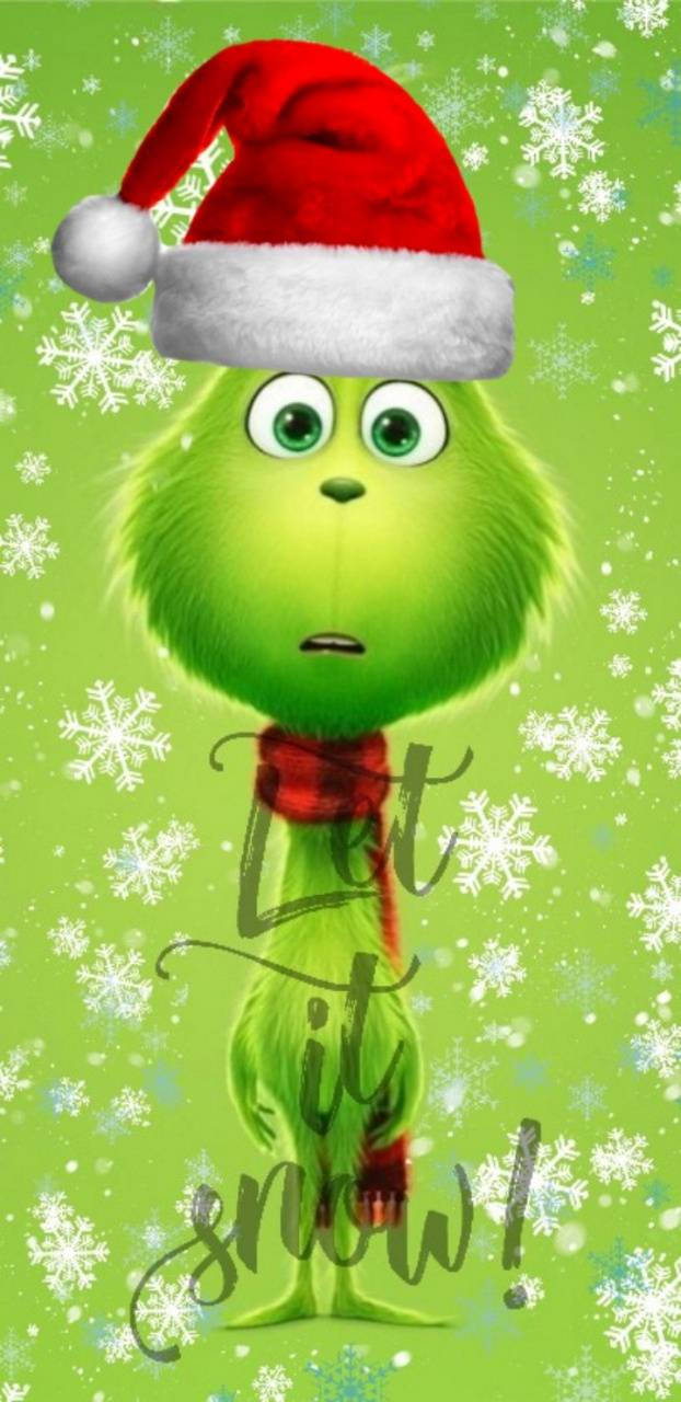 Baby Grinch In Snowflakes Wallpaper