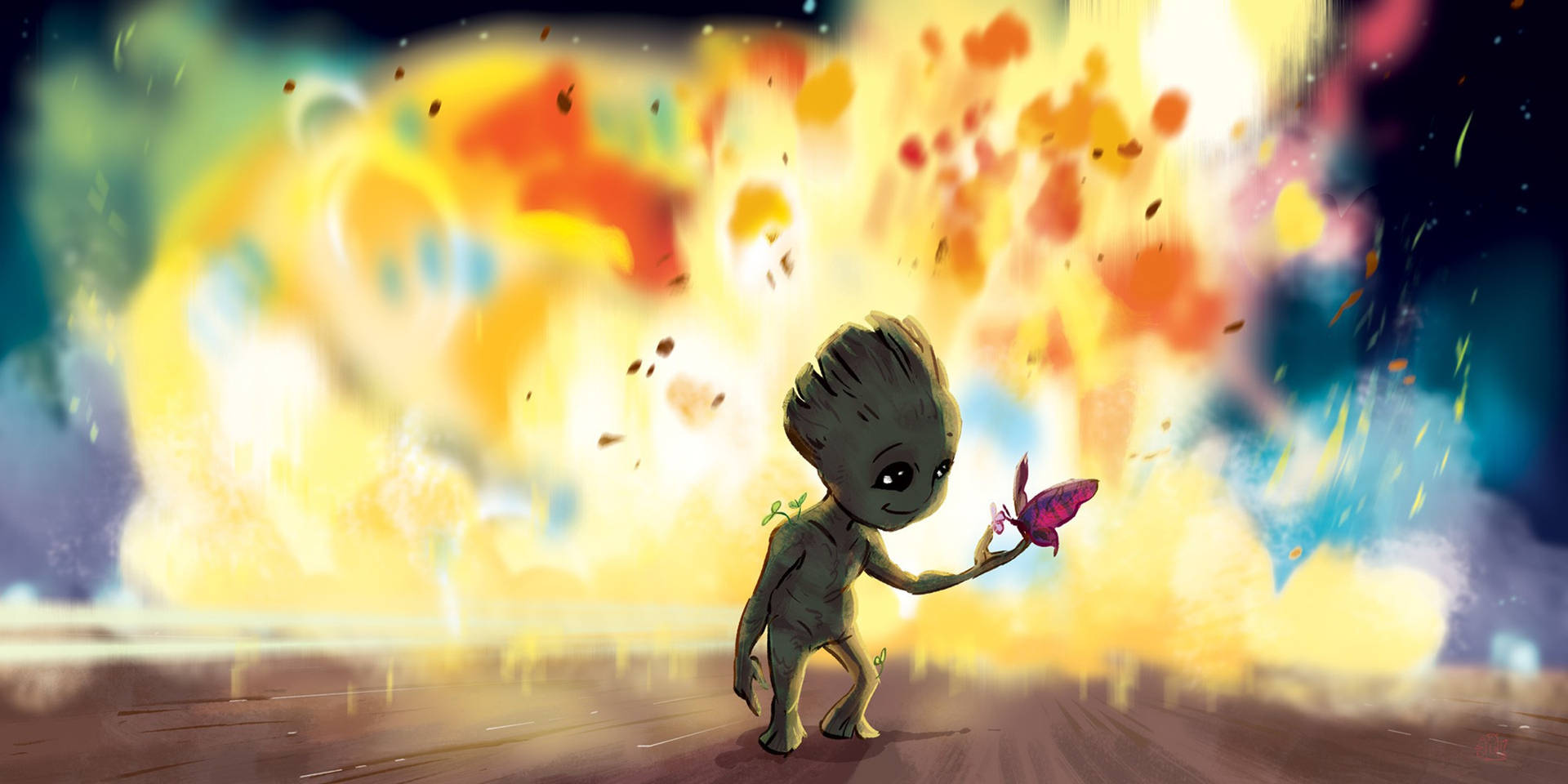 Baby Groot Explosion Wallpaper