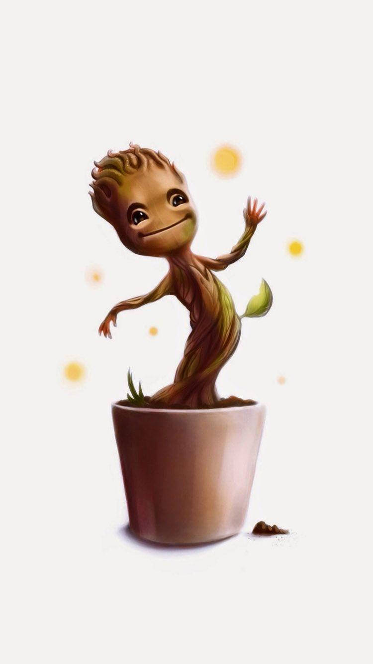 Baby Groot White Background Wallpaper