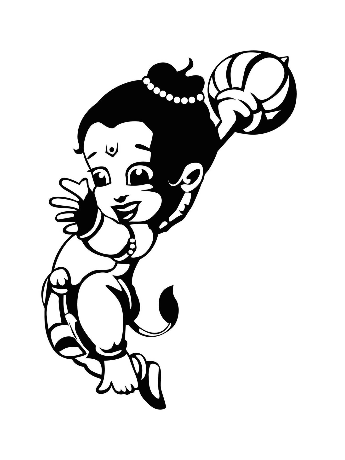 Baby Hanuman Black And White