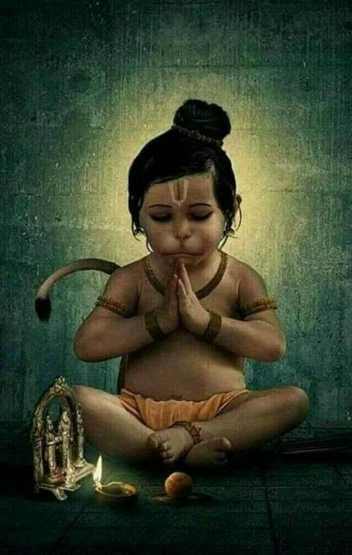 Baby Hanuman Praying Darkness