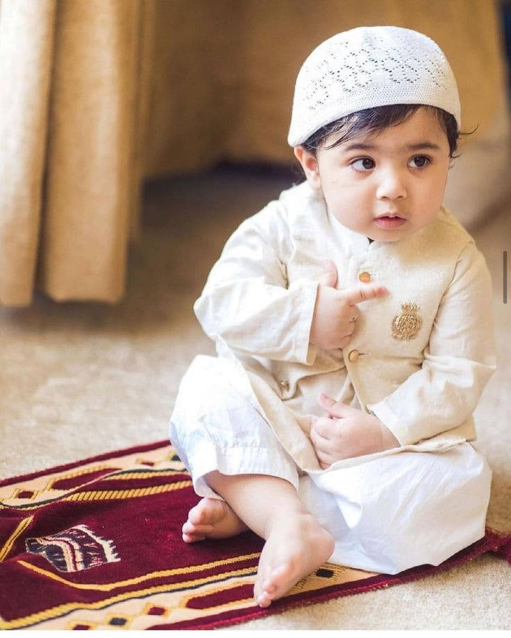 Baby Islamic Boy In White Picture