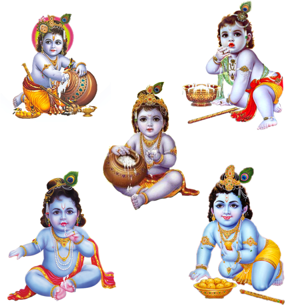 Baby Krishna Various Poses PNG