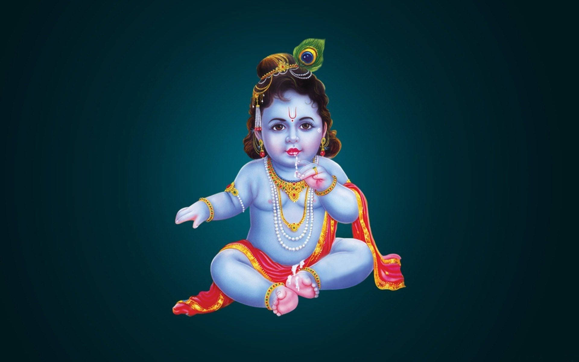 Baby Lord Krishna 4K Digital Artwork Wallpaper