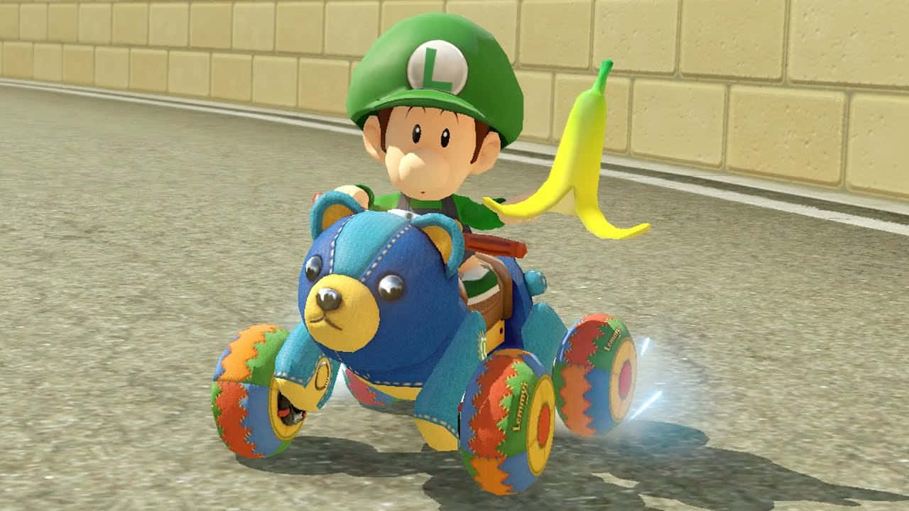 Baby Luigi Kart Lançant Une Banane Fond d'écran