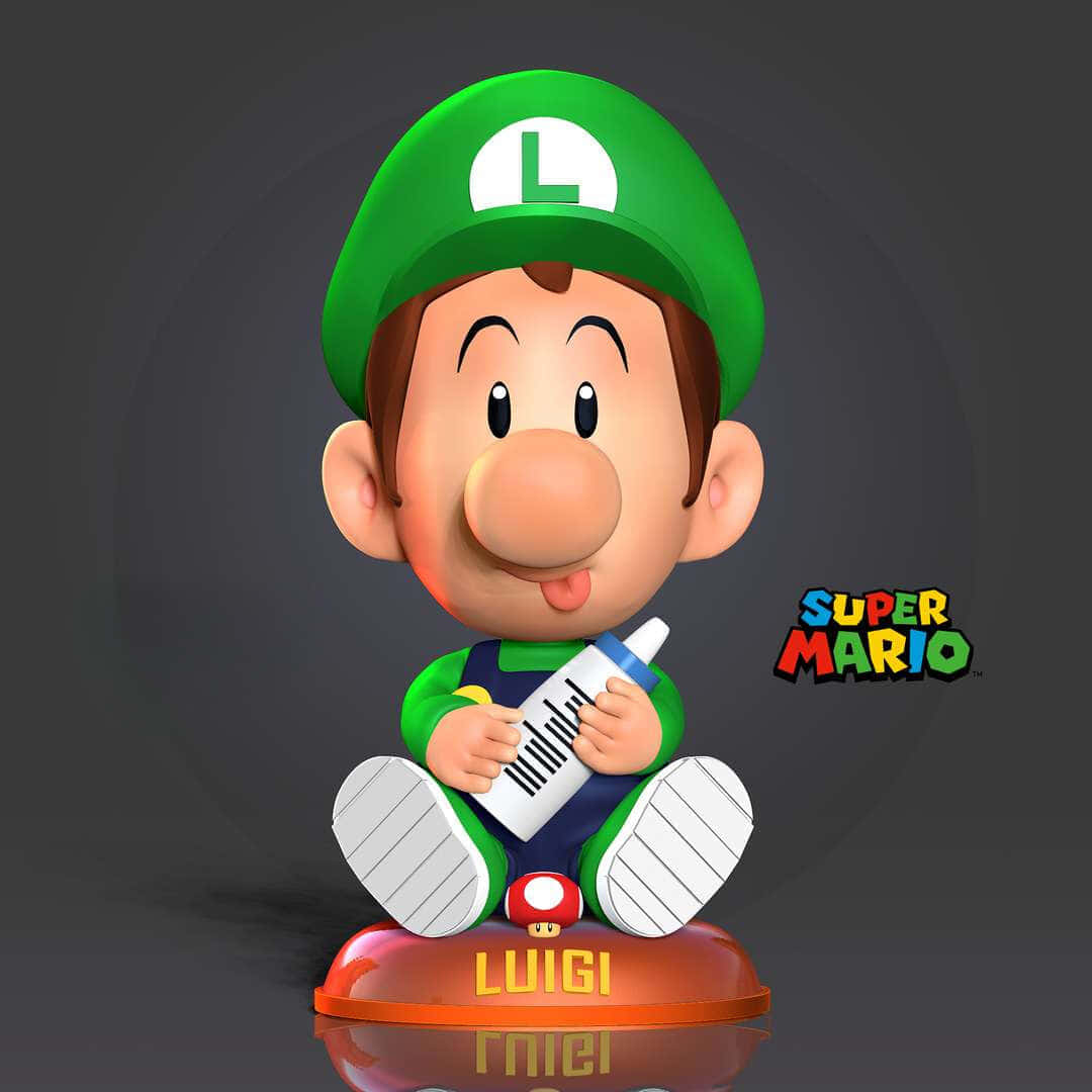 Bébé Luigi Avec Biberon - Rendu 3d Fond d'écran