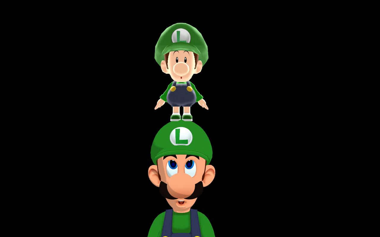 Baby Luigi På Luigi's Hode Bakgrunnsbildet