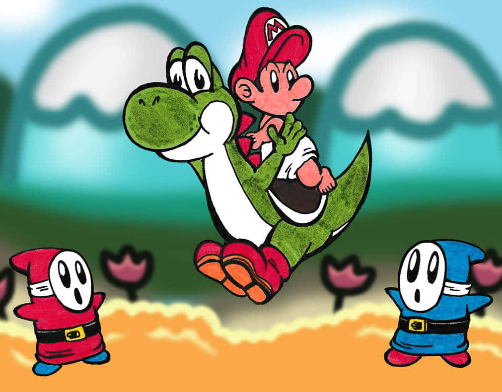 Baby Mario En Yoshi Avontuur Achtergrond