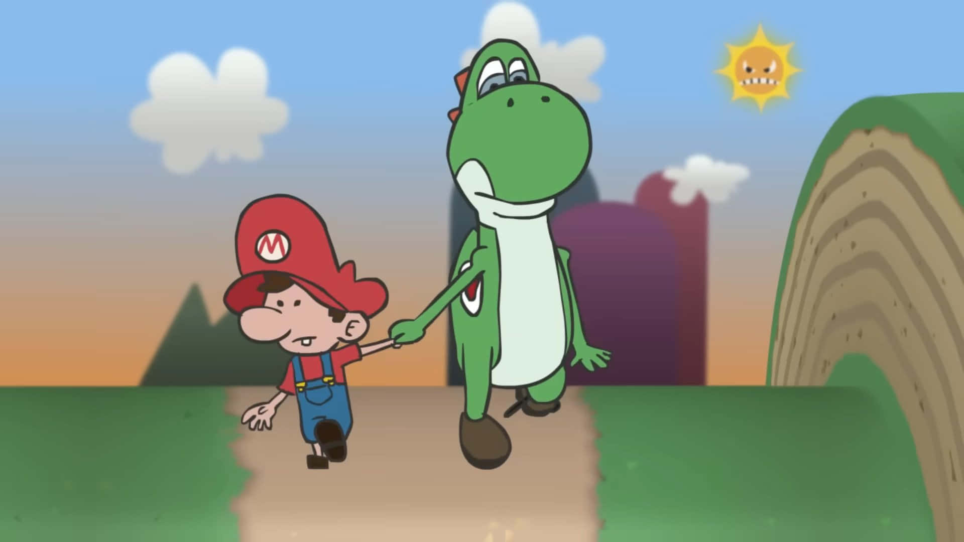 Baby Mario En Yoshi Avontuur Achtergrond