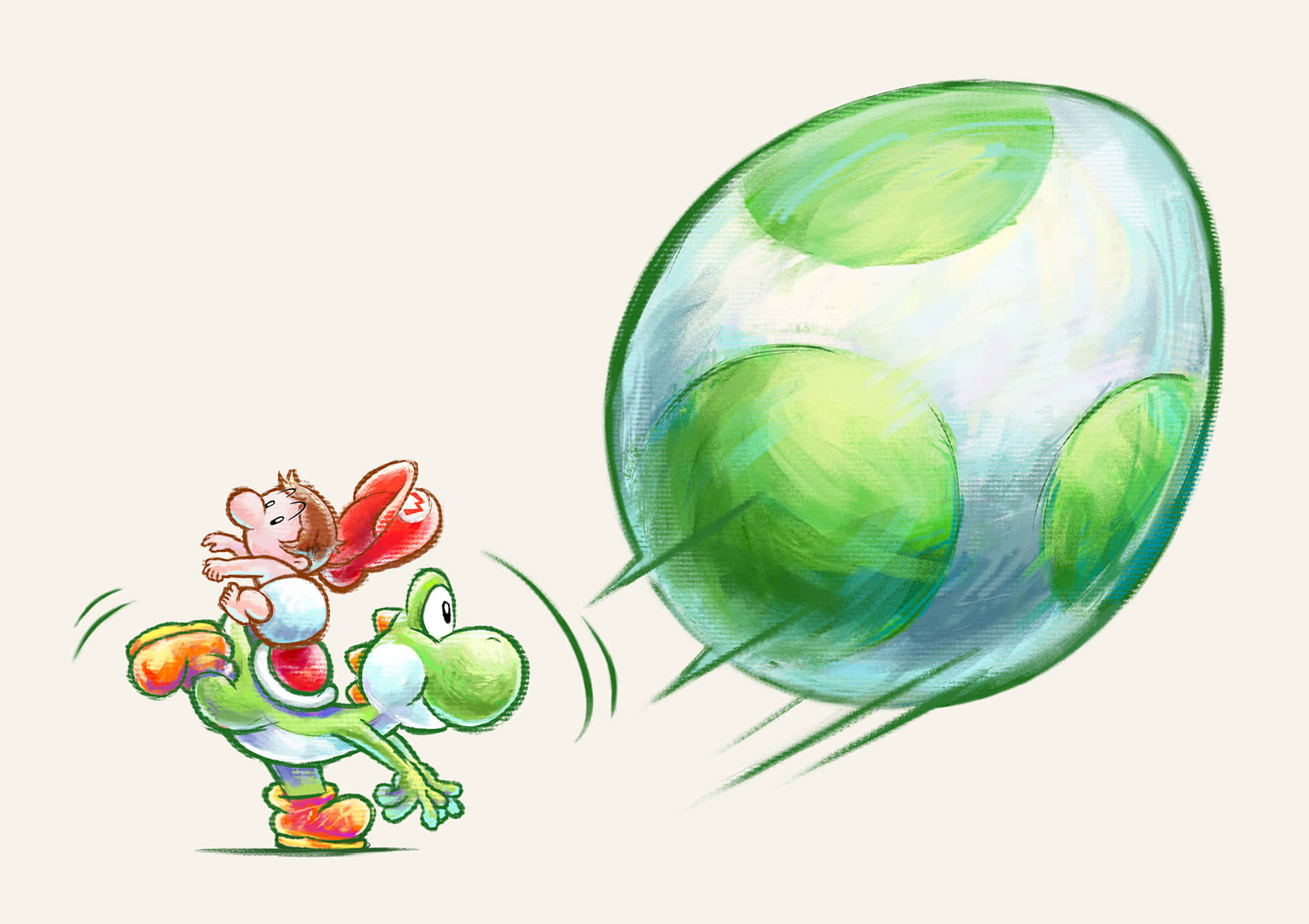 Baby Mario En Yoshi Ontsnappingskunstwerk Achtergrond