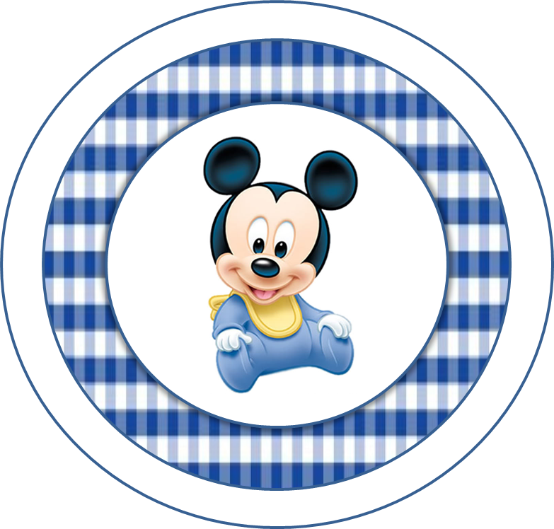 Baby Mickey Blue Checkered Background PNG