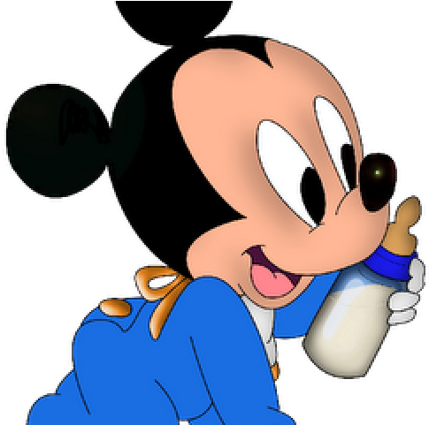 Baby Mickey Drinking Milk PNG