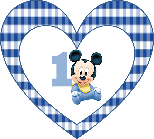 Baby Mickey First Birthday Heart PNG