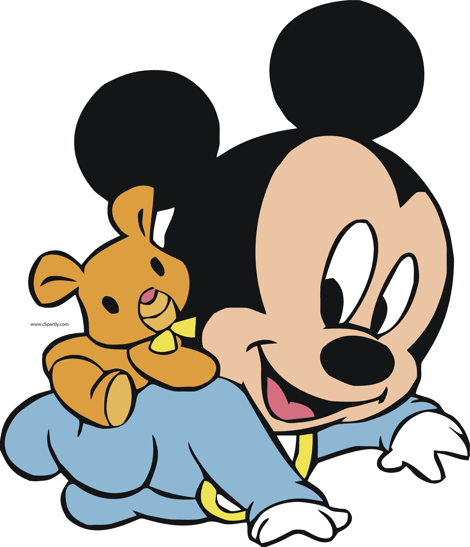 Baby Mickey With Teddy Bear.png PNG