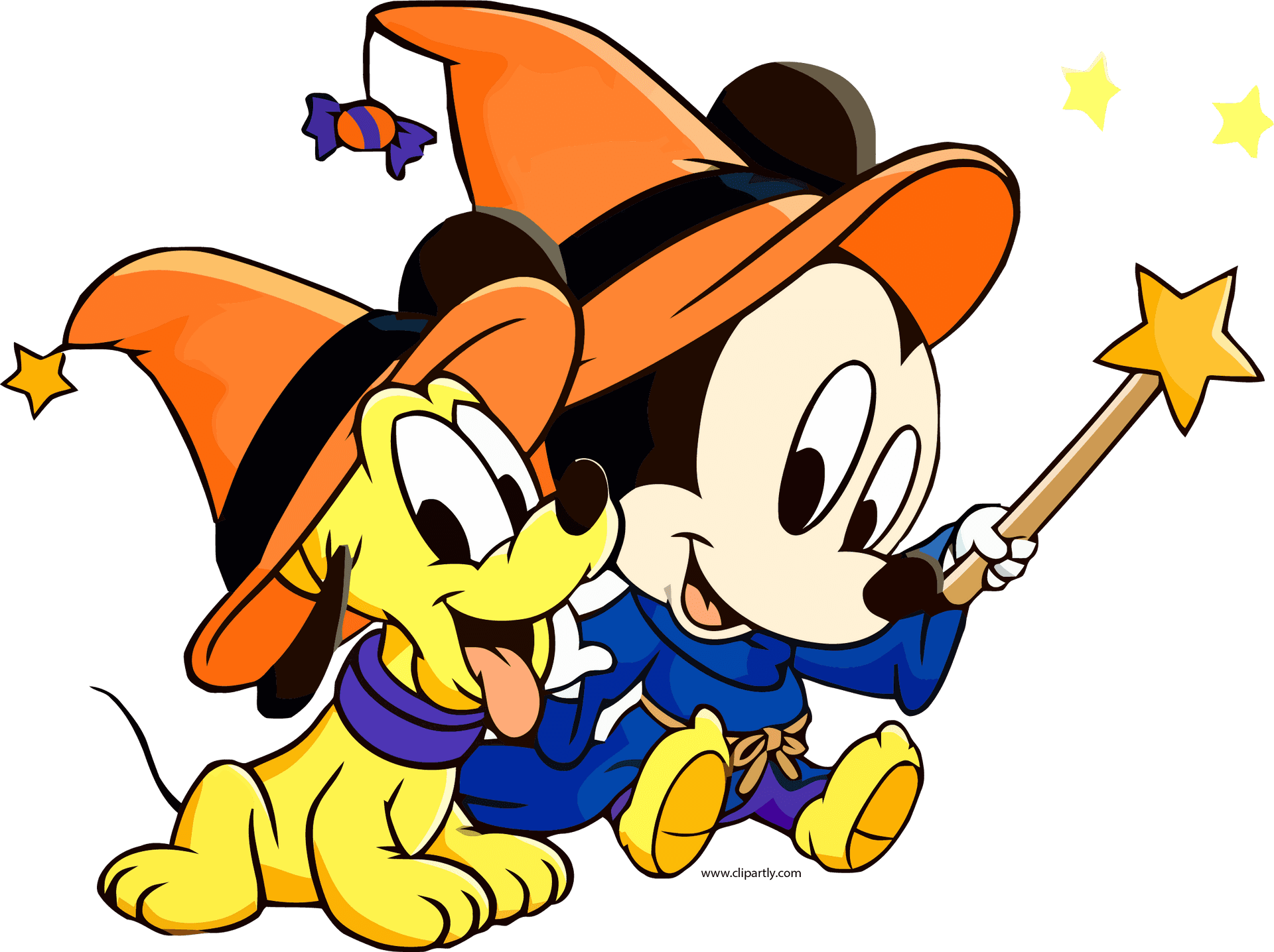 Baby Mickeyand Plutoin Wizard Costumes PNG