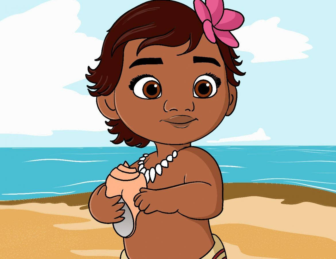 Baby Moana Digital Illustration Background