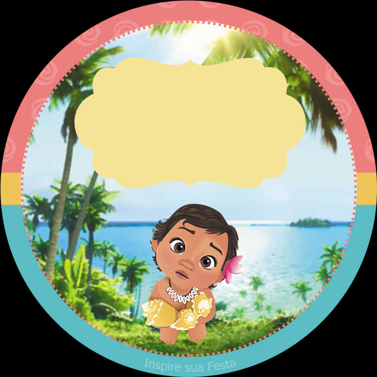 Baby Moana Party Invitation Template PNG