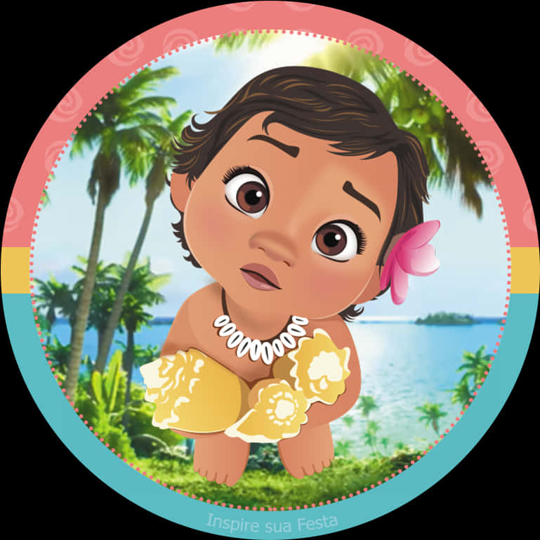 Baby Moana Tropical Backdrop PNG