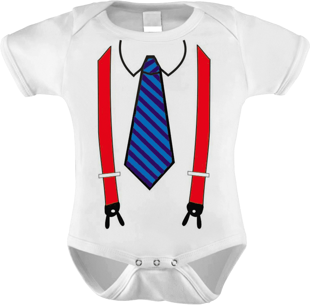Baby Onesiewith Tieand Suspenders Design PNG