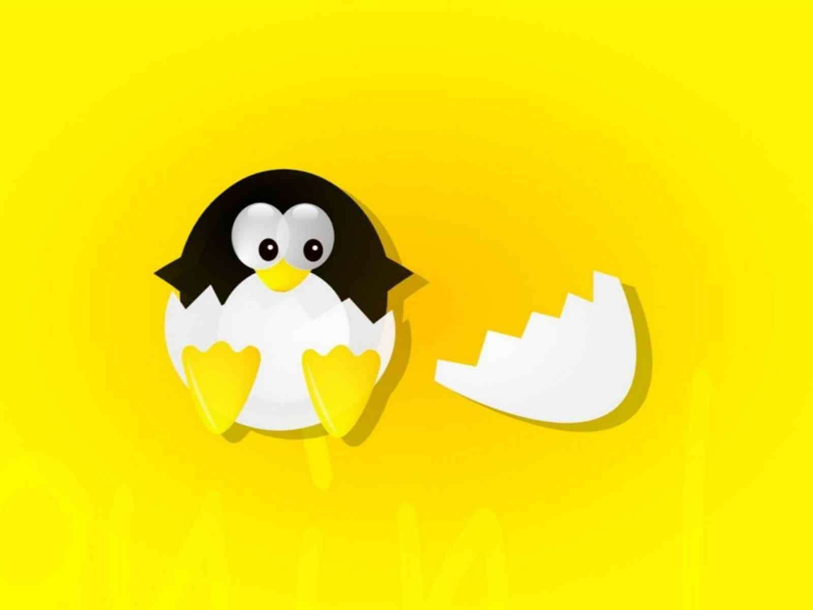 A Cute Penguin With An Egg On A Yellow Background