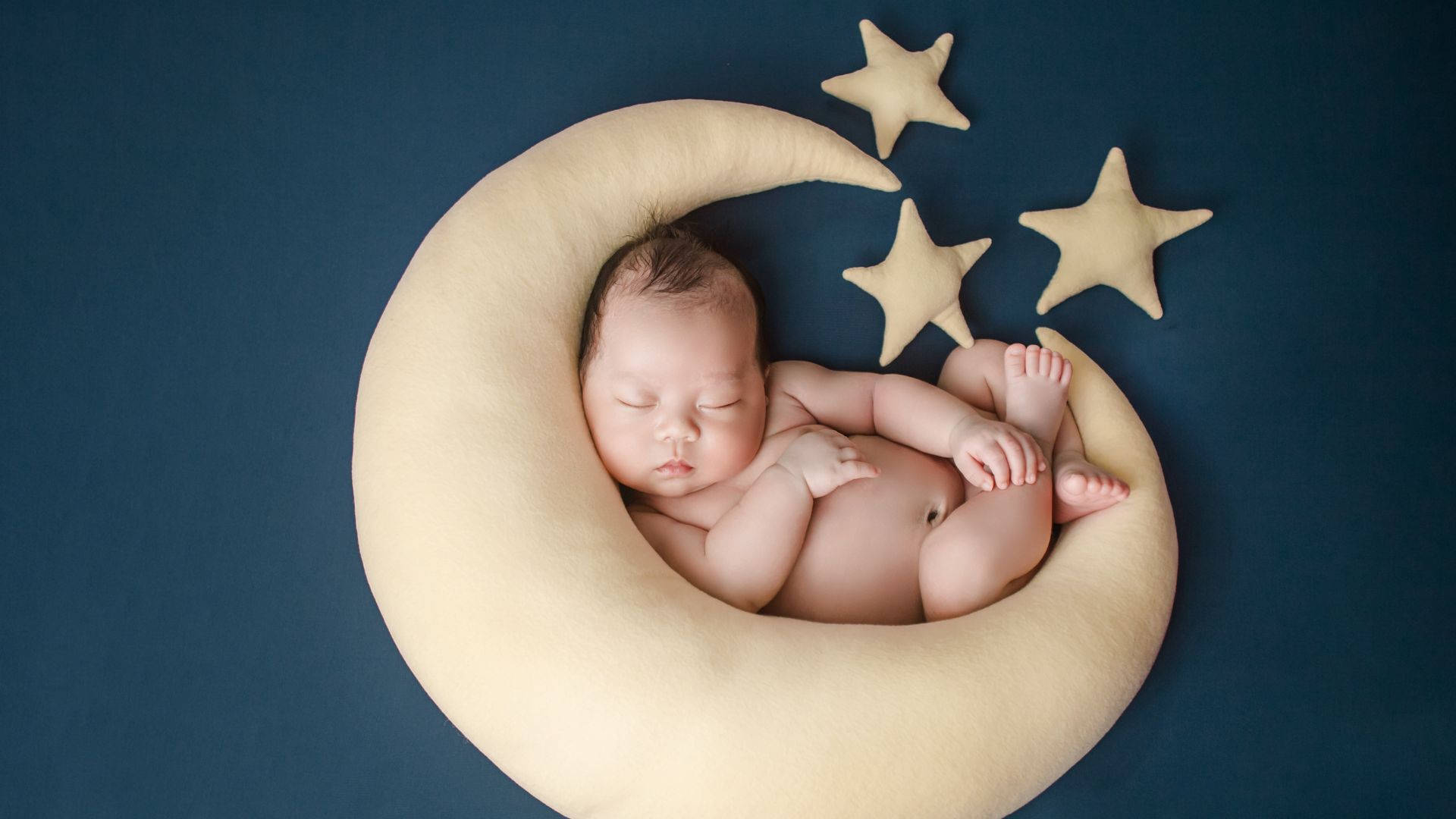 Baby Photography Crescent Moon And Stars Wallpaper