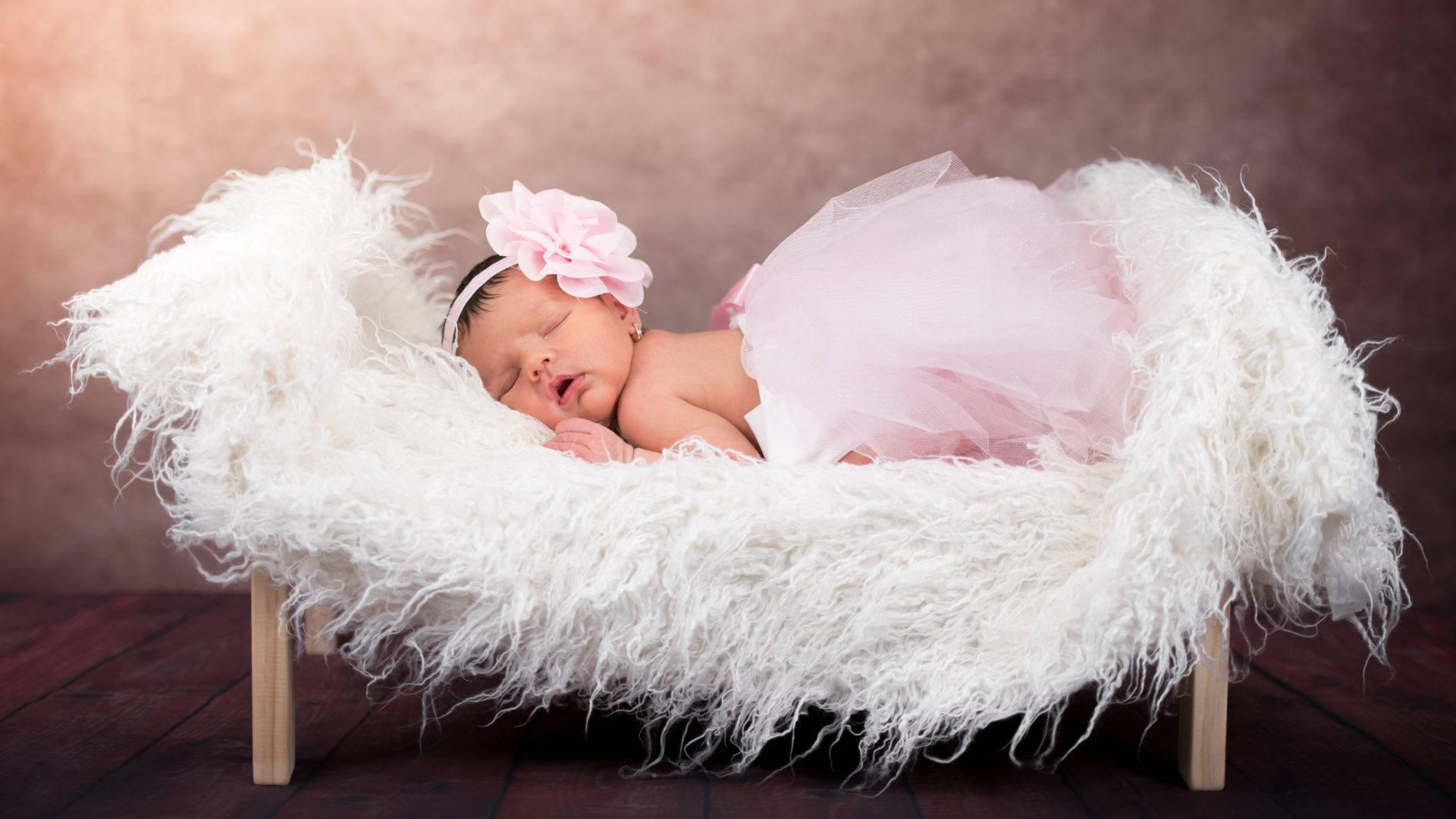 Baby Photography Newborn In Pink Dress Wallpaper