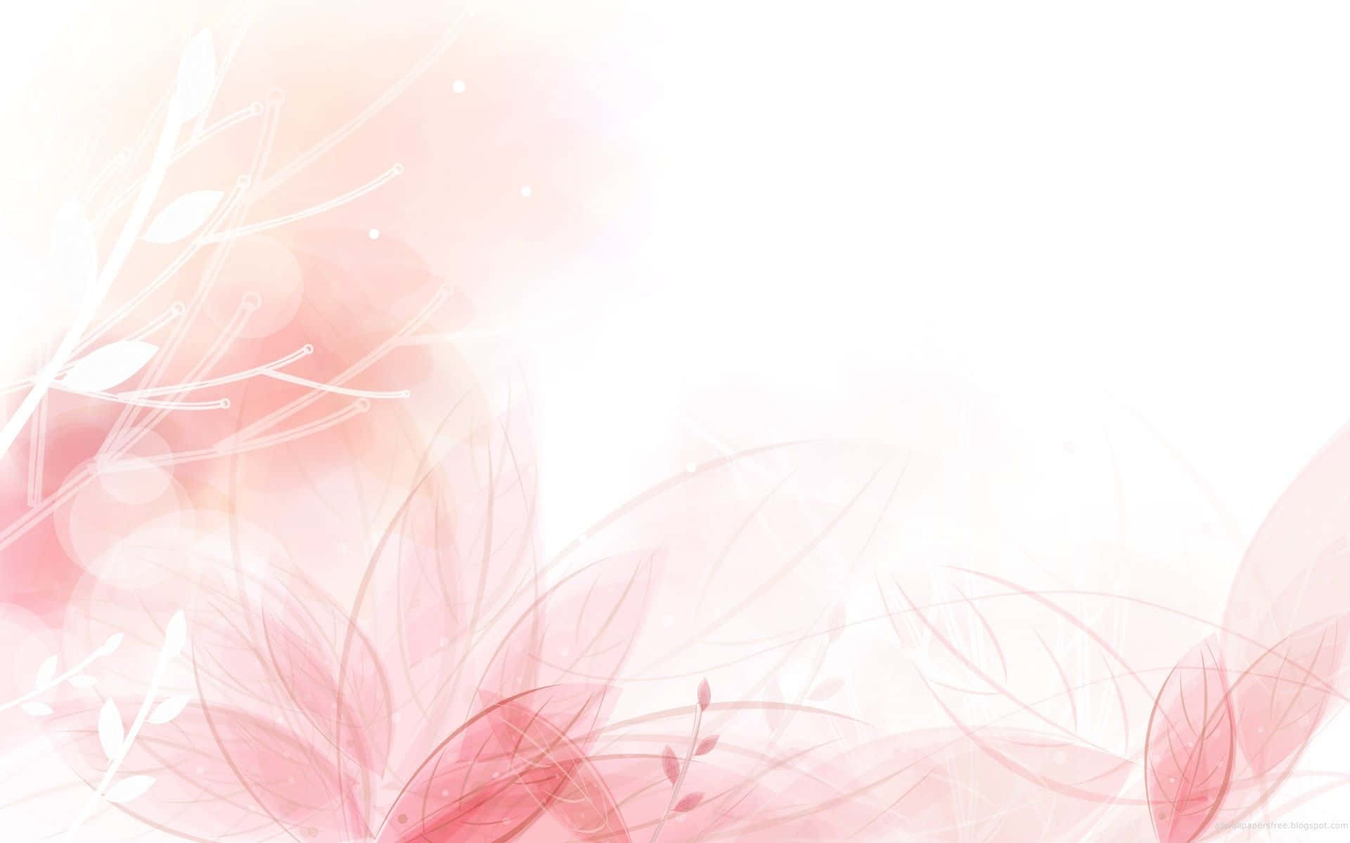 Pink Floral Background With White Leaves
