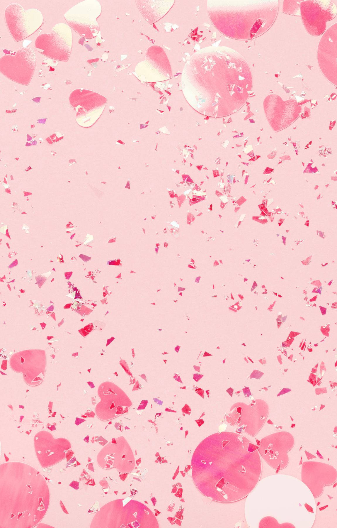 Baby Pink Confetti And Hearts Wallpaper