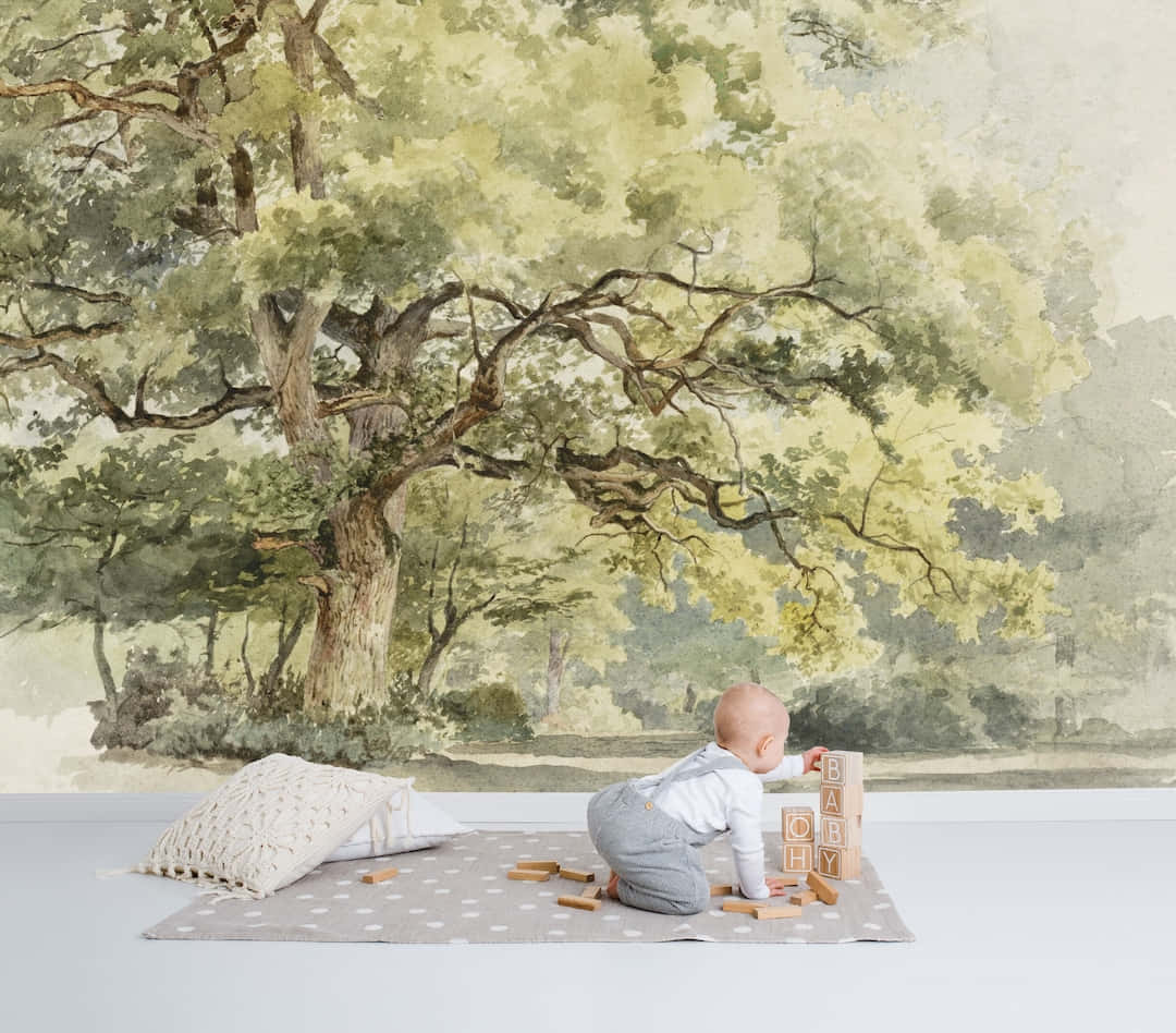 Baby_ Playing_ Beneath_ Tree_ Mural.jpg Wallpaper