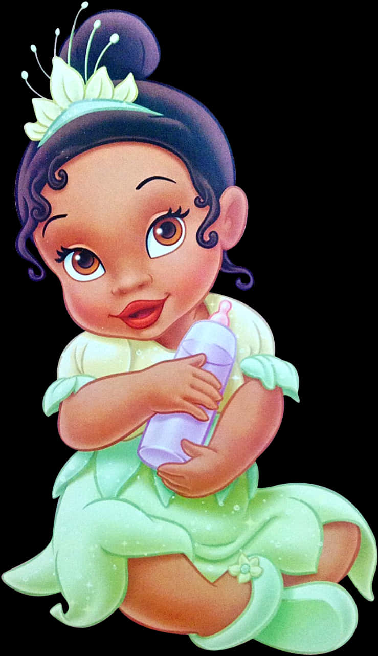 Baby Princess Tianawith Bottle PNG