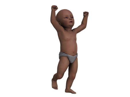 Baby Raising Armsin Diaper PNG