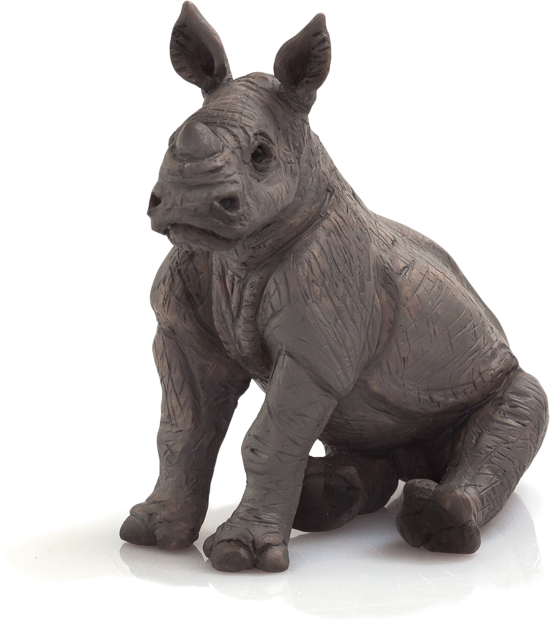 Baby Rhinoceros Figurine Teal Background PNG