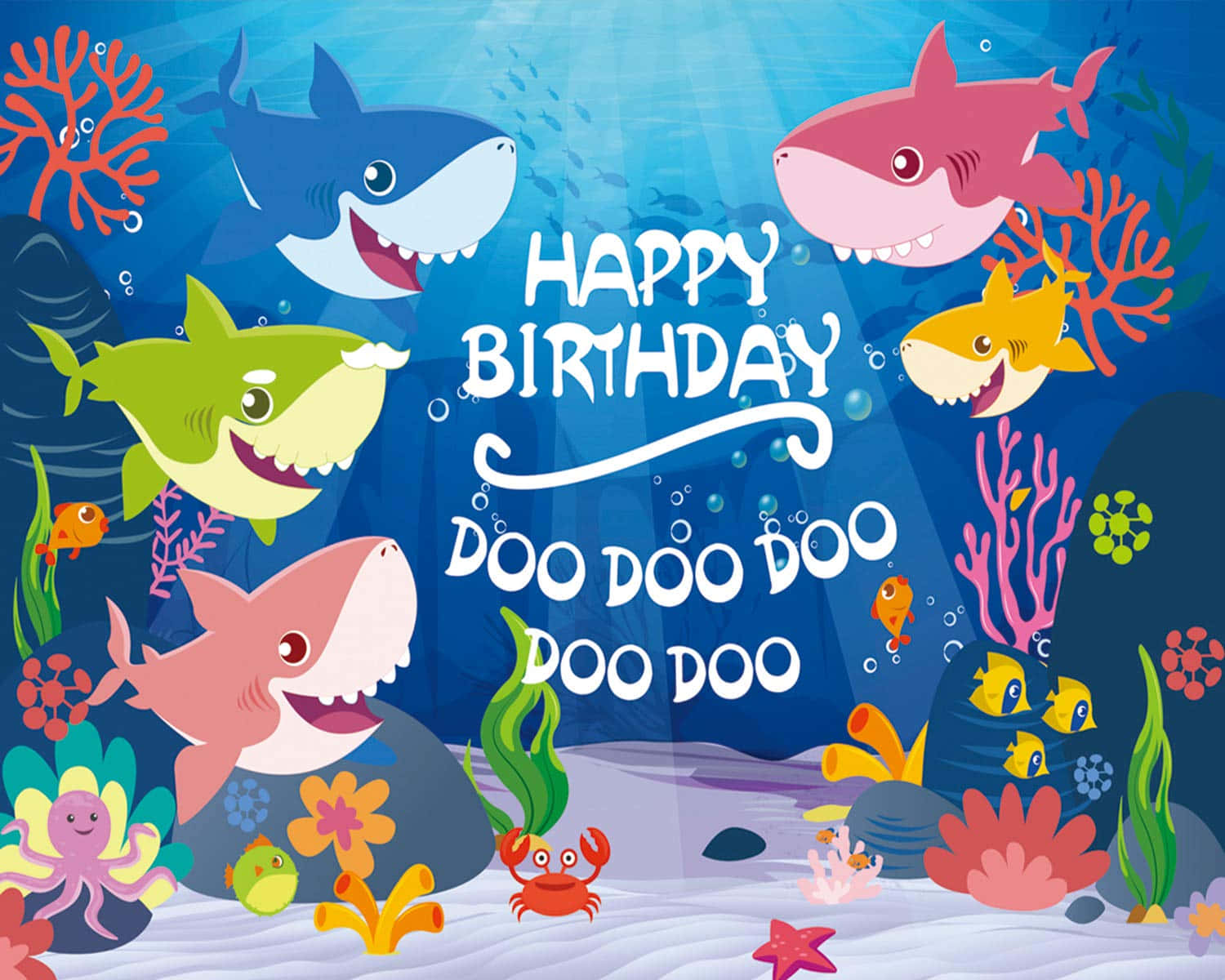 Baby Shark Baggrund Glædelig Fødselsdag Doo Doo Doo Doo