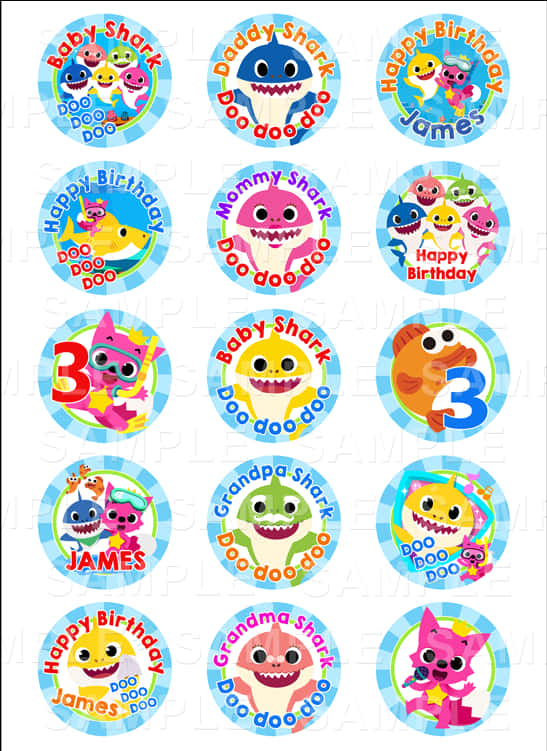 Baby Shark Birthday Stickers SVG
