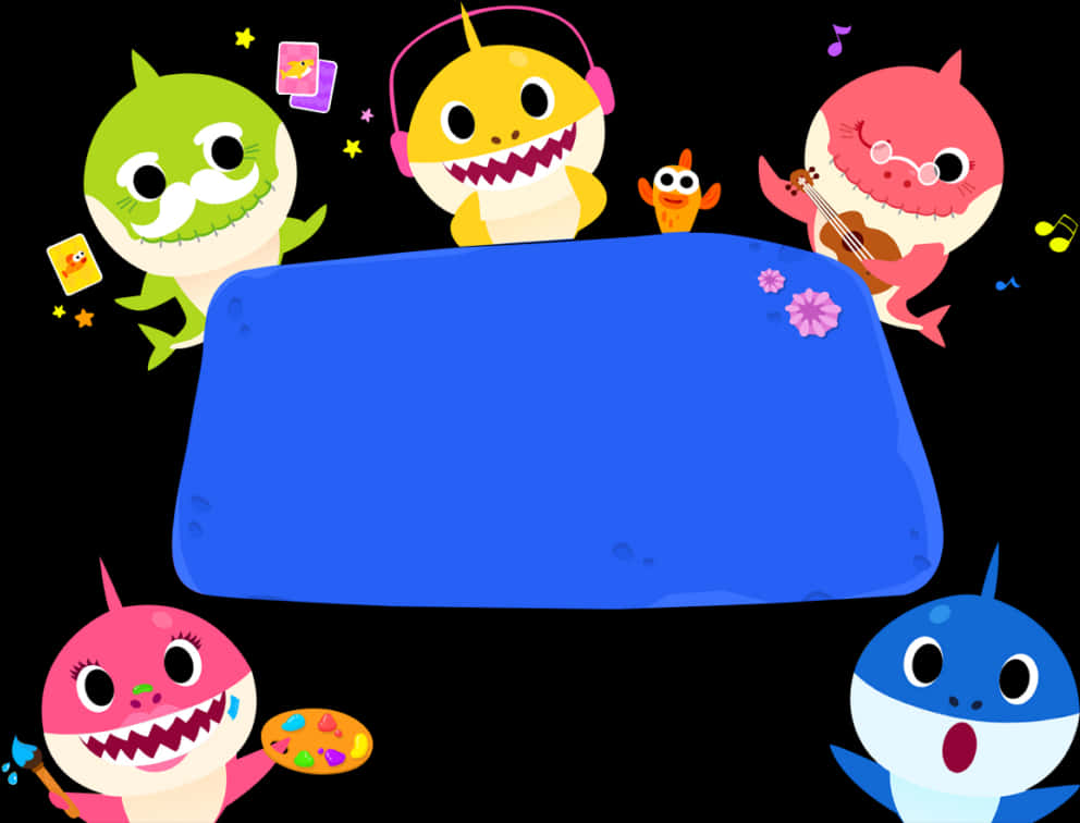 Baby Shark Characters Banner Background SVG