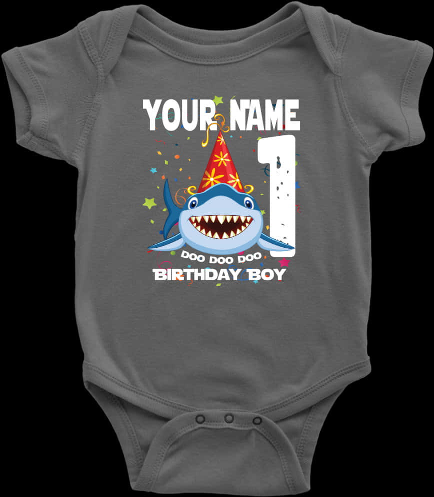 Download Baby Shark First Birthday Personalized Bodysuit | Wallpapers.com