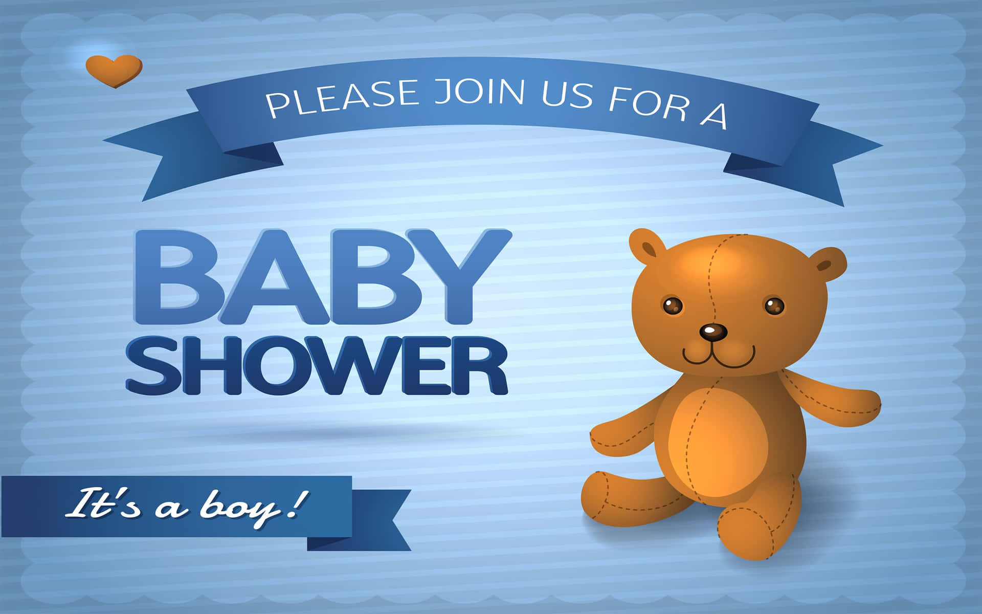 Blue Baby Shower With Bear Background