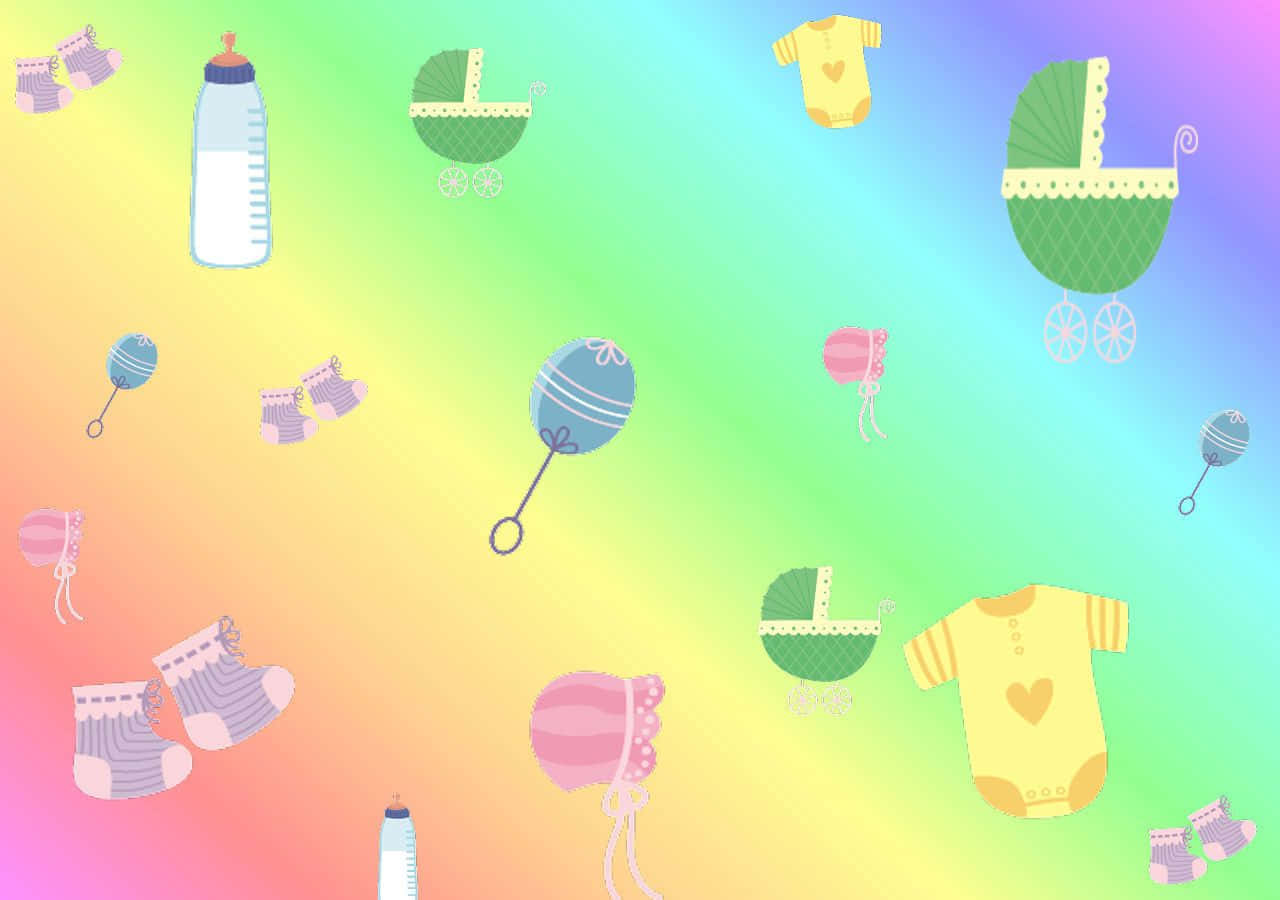 Rainbow Baby Shower Digital Art Background